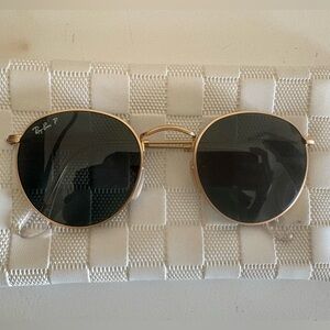 Ray-Ban Gold and Black Round Sunglasses